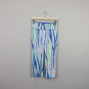 Lilly Pulitzer Luxletic Weekender Leggings S Blue Multishore Perfection Crop 202